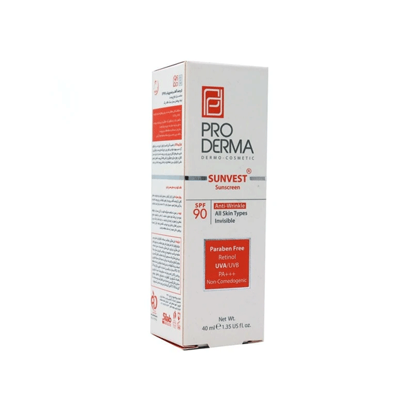 پرودرما کرم ضد افتاب انواع پوست بی رنگ spf 90