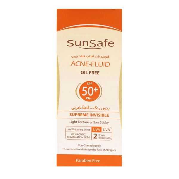  کرم ضد آفتاب سان سیف بی رنگ SPF50 فاقد چربی مناسب پوست چرب 