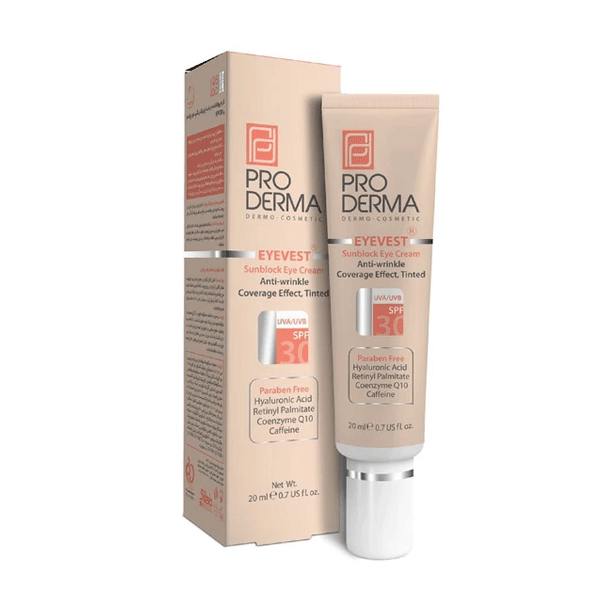 کرم دور چشم رنگی پوشاننده و ضد چروک پرودرما با SPF 30