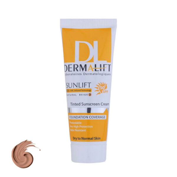 کرم ضد آفتاب رنگی SPF50 درمالیفت پوست خشک شماره 2 حجم 40 میلی‌لیتر