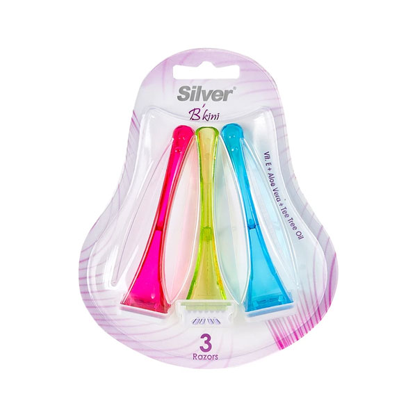 تیغ چند بار مصرف تک لبه بیکینی 3 عددی سیلور
