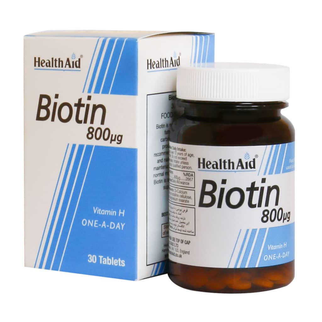 قرص بیوتین 800 میکروگرم Health اید بسته 30 عددی